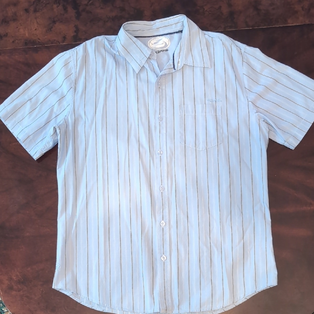 90s Vintage Kirra Men's Blue Striped Shirt Medium